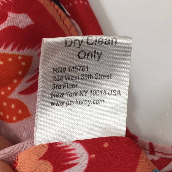 Parker Red Pink Floral Aurora Fit & Flare Silk Dress Womens 0 Boho Patchwork - Picture 9 of 11